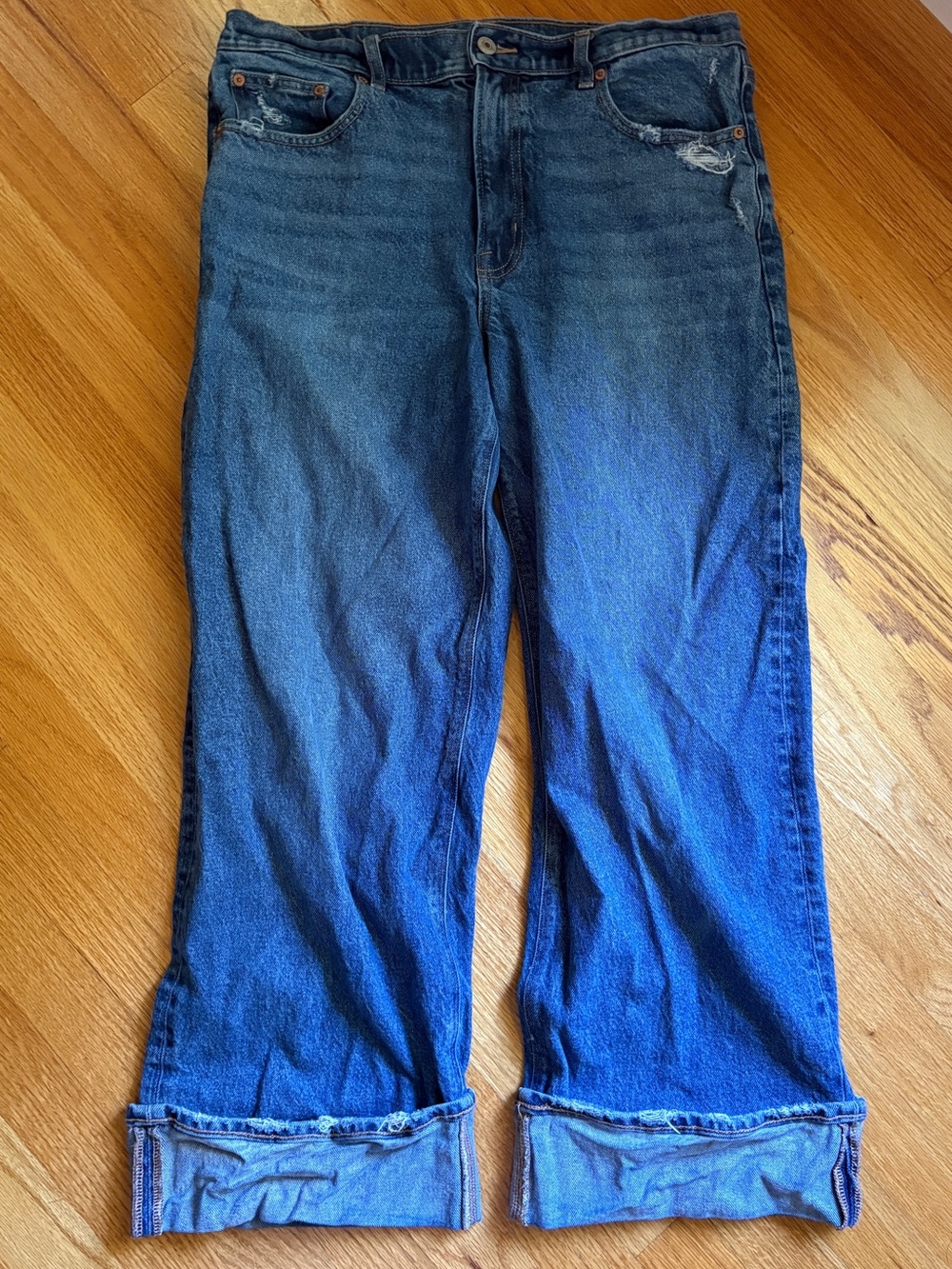 American Eagle Outfitters Dark Blue Wide-Leg Jeans